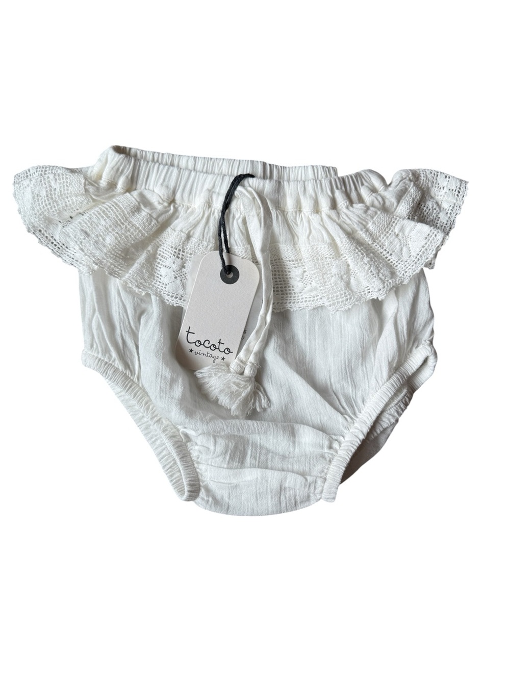 Tocoto Vintage White Lace Ruffle Baby Bloomers 12 months nwt